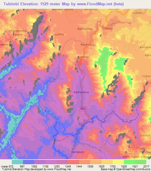 Tubimbi,Congo (Kinshasa) Elevation Map