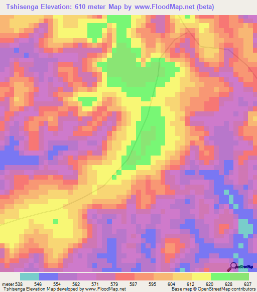Tshisenga,Congo (Kinshasa) Elevation Map