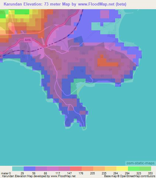 Karundan,North Korea Elevation Map