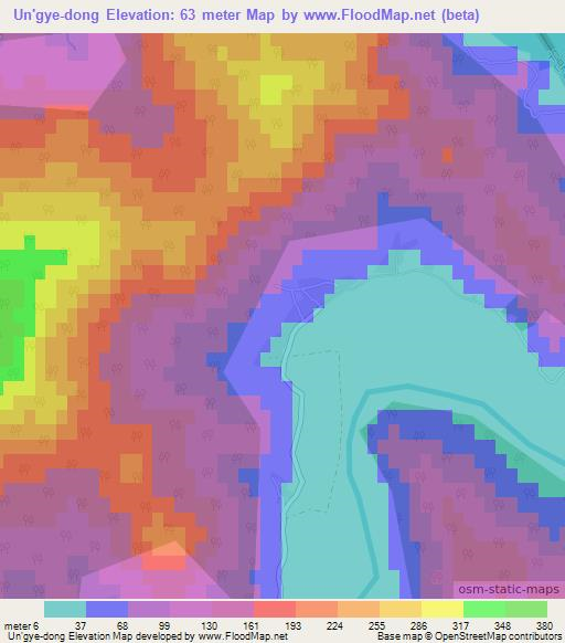 Un'gye-dong,North Korea Elevation Map