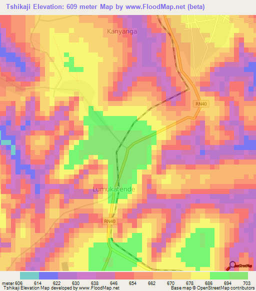 Tshikaji,Congo (Kinshasa) Elevation Map