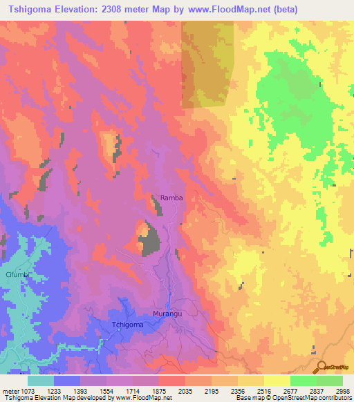 Tshigoma,Congo (Kinshasa) Elevation Map