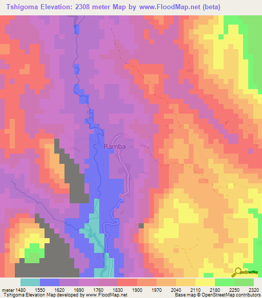 Tshigoma,Congo (Kinshasa) Elevation Map