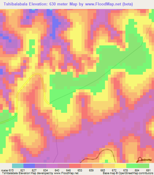 Tshibalabala,Congo (Kinshasa) Elevation Map