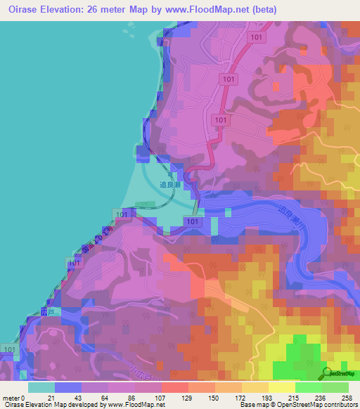 Oirase,Japan Elevation Map