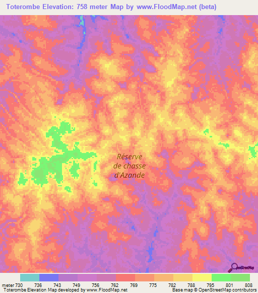 Toterombe,Congo (Kinshasa) Elevation Map