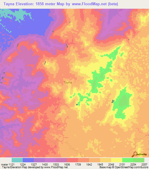 Tayna,Congo (Kinshasa) Elevation Map