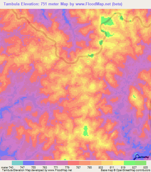 Tambula,Congo (Kinshasa) Elevation Map