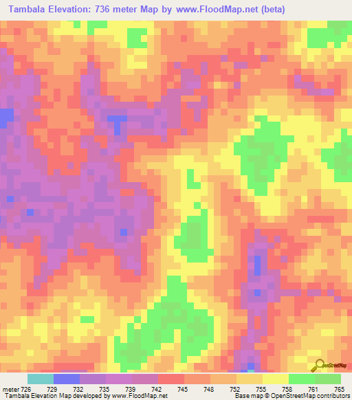 Tambala,Congo (Kinshasa) Elevation Map