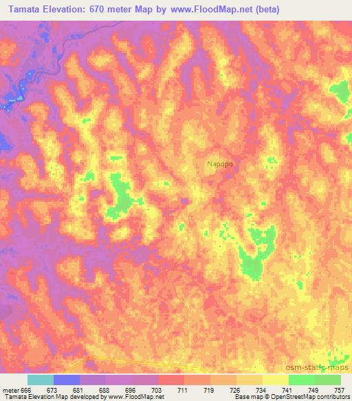 Tamata,Congo (Kinshasa) Elevation Map