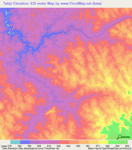 Taliyi,Congo (Kinshasa) Elevation Map