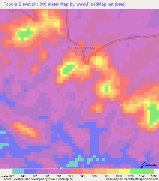 Tabora,Congo (Kinshasa) Elevation Map