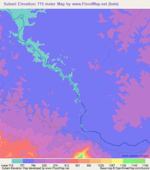 Subani,Congo (Kinshasa) Elevation Map
