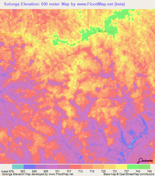 Solonga,Congo (Kinshasa) Elevation Map