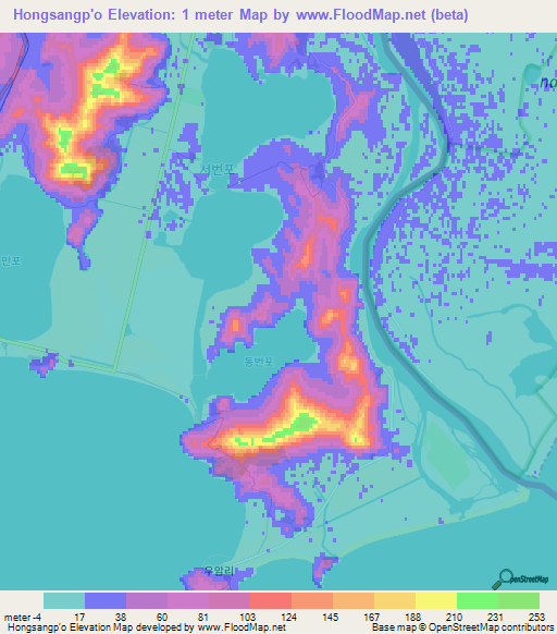 Hongsangp'o,North Korea Elevation Map