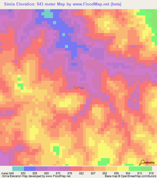 Simia,Congo (Kinshasa) Elevation Map