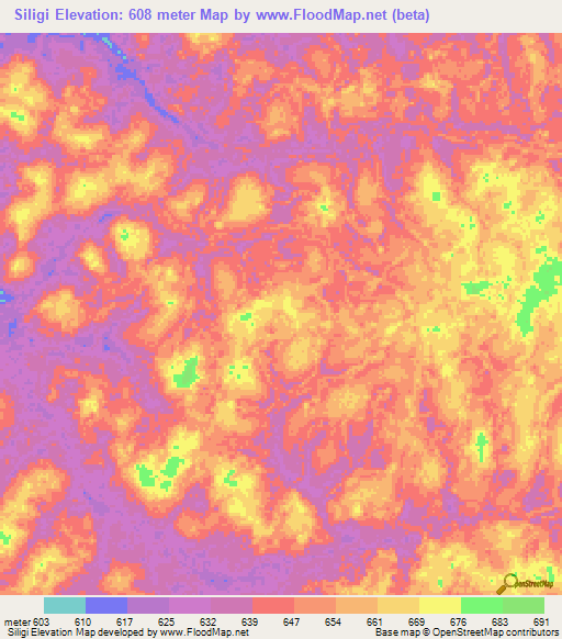Siligi,Congo (Kinshasa) Elevation Map