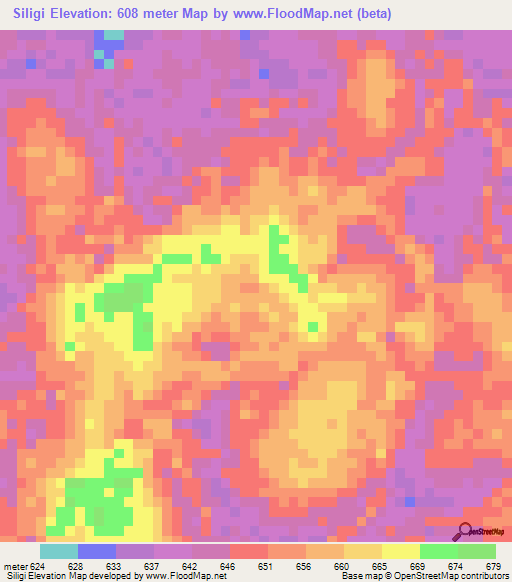Siligi,Congo (Kinshasa) Elevation Map