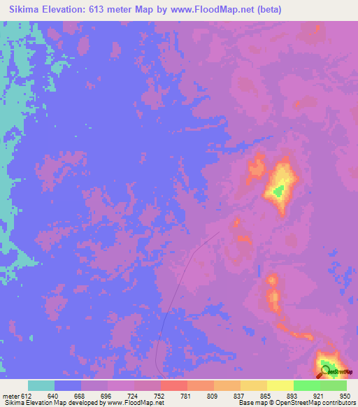 Sikima,Congo (Kinshasa) Elevation Map