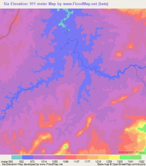 Sia,Congo (Kinshasa) Elevation Map