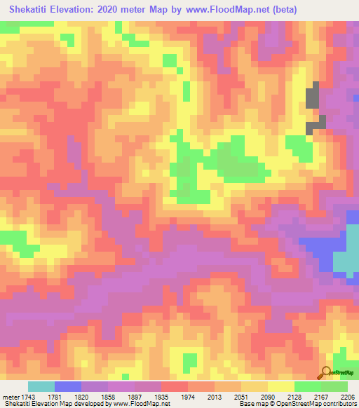 Shekatiti,Congo (Kinshasa) Elevation Map