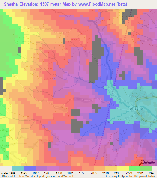 Shasha,Congo (Kinshasa) Elevation Map