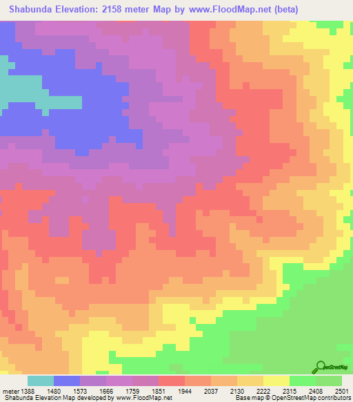 Shabunda,Congo (Kinshasa) Elevation Map