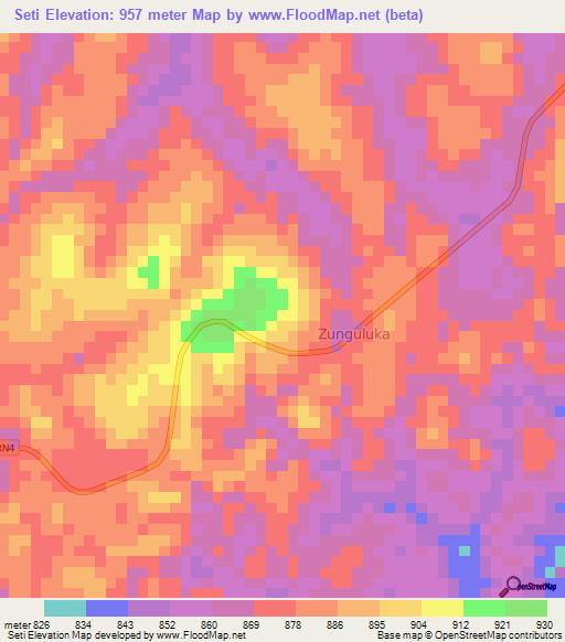Seti,Congo (Kinshasa) Elevation Map