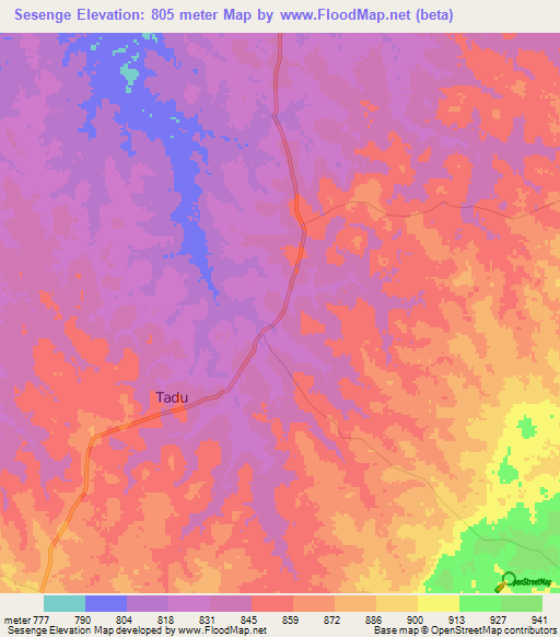 Sesenge,Congo (Kinshasa) Elevation Map