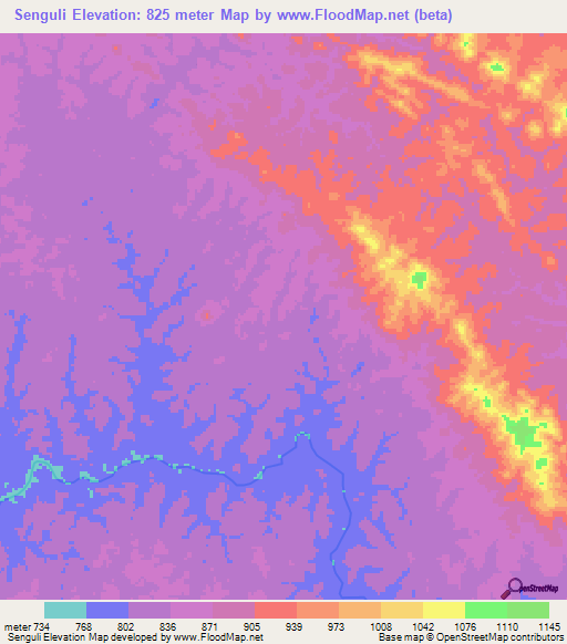 Senguli,Congo (Kinshasa) Elevation Map