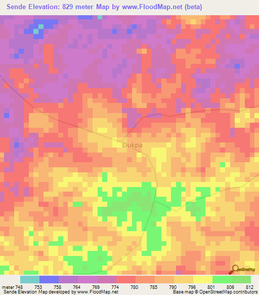Sende,Congo (Kinshasa) Elevation Map