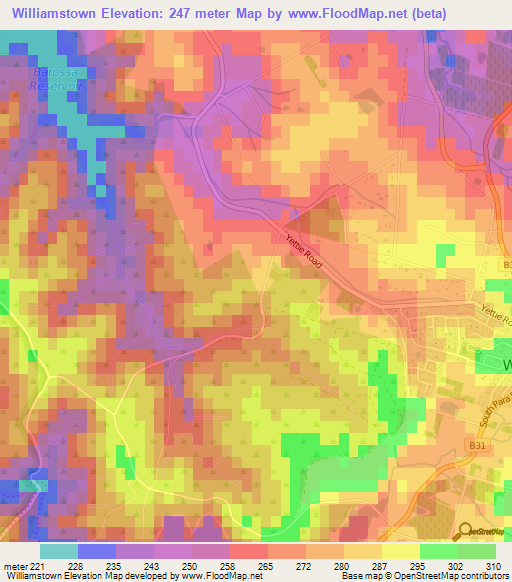 Williamstown,Australia Elevation Map