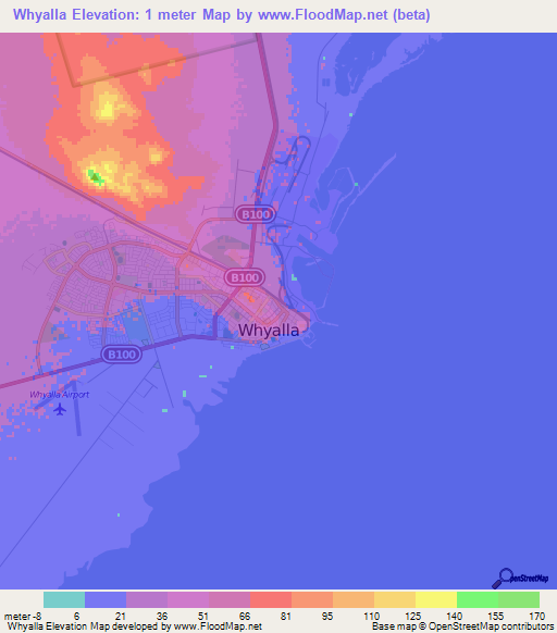 Whyalla,Australia Elevation Map