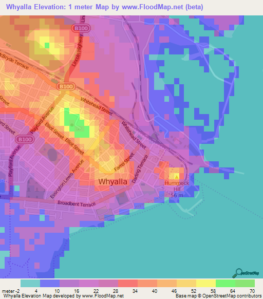 Whyalla,Australia Elevation Map