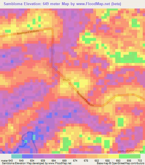 Sambloma,Congo (Kinshasa) Elevation Map
