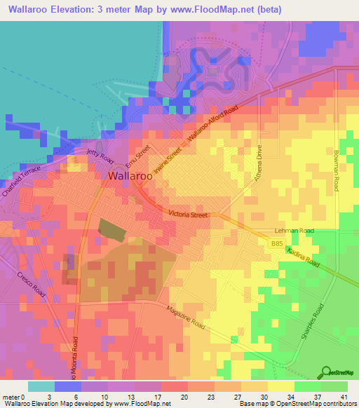 Wallaroo,Australia Elevation Map