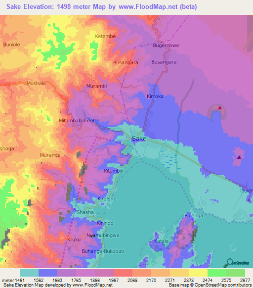 Sake,Congo (Kinshasa) Elevation Map