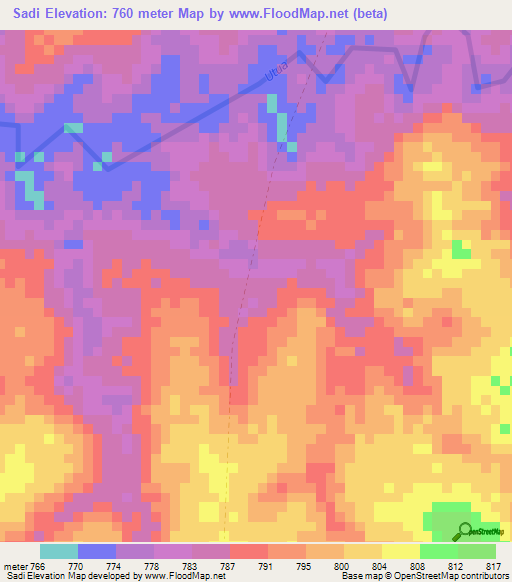 Sadi,Congo (Kinshasa) Elevation Map