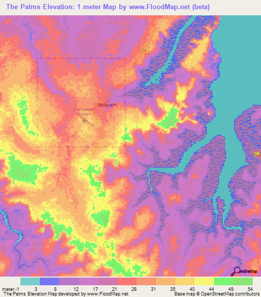 The Palms,Australia Elevation Map