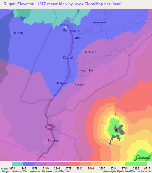 Rugari,Congo (Kinshasa) Elevation Map