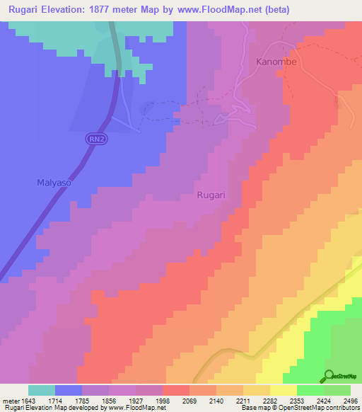 Rugari,Congo (Kinshasa) Elevation Map