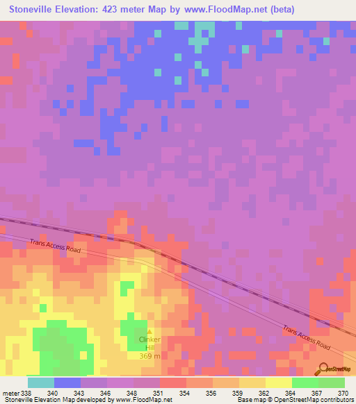 Stoneville,Australia Elevation Map