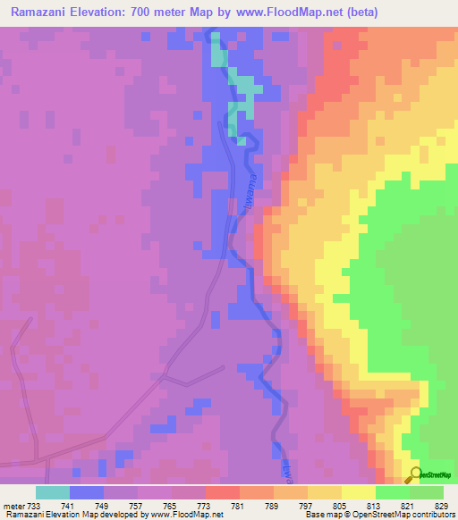 Ramazani,Congo (Kinshasa) Elevation Map