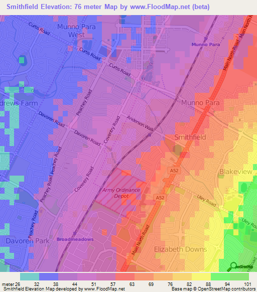 Smithfield,Australia Elevation Map