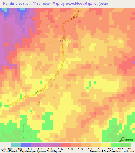 Pundu,Congo (Kinshasa) Elevation Map