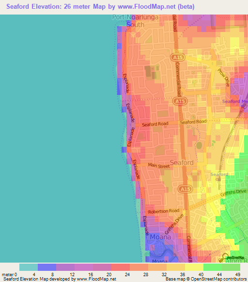 Seaford,Australia Elevation Map