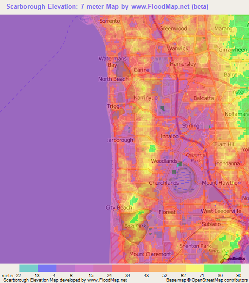 Scarborough,Australia Elevation Map