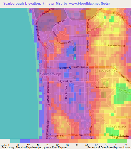 Scarborough,Australia Elevation Map