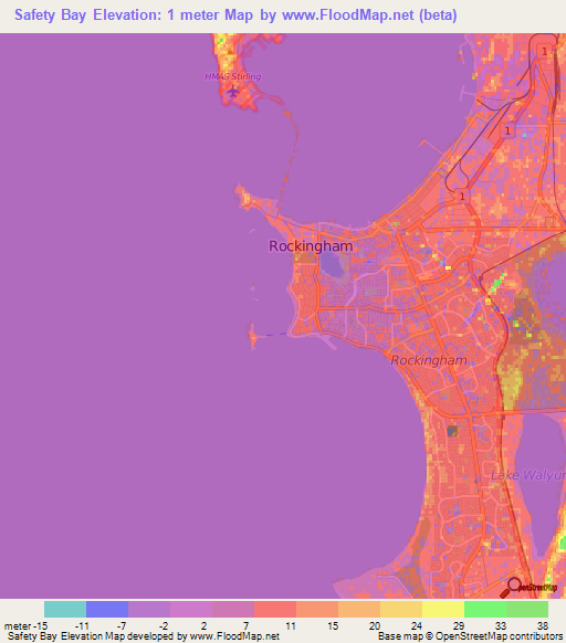 Safety Bay,Australia Elevation Map
