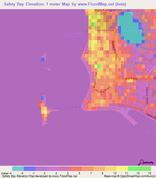 Safety Bay,Australia Elevation Map